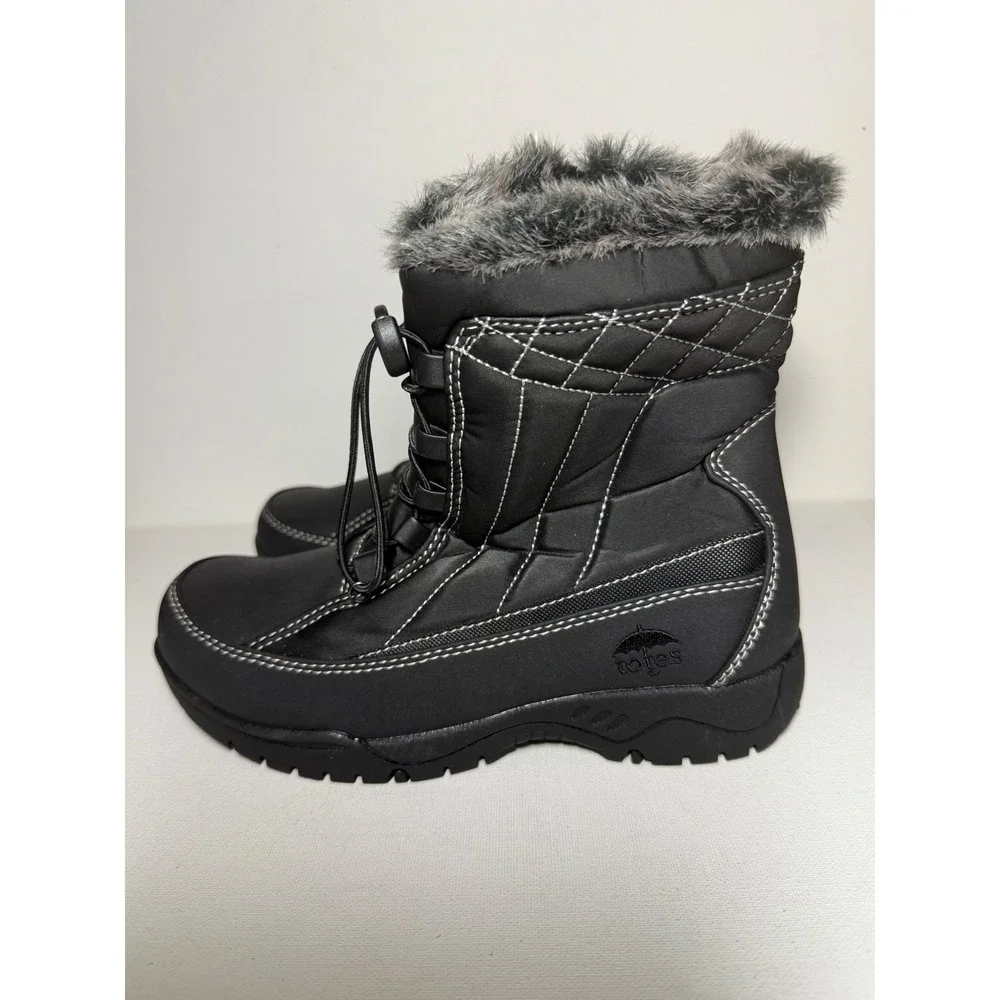 Tote Women's Eve Winter Boots Black Sz 6M Water-Resistant Faux Fur Lining - NWOT